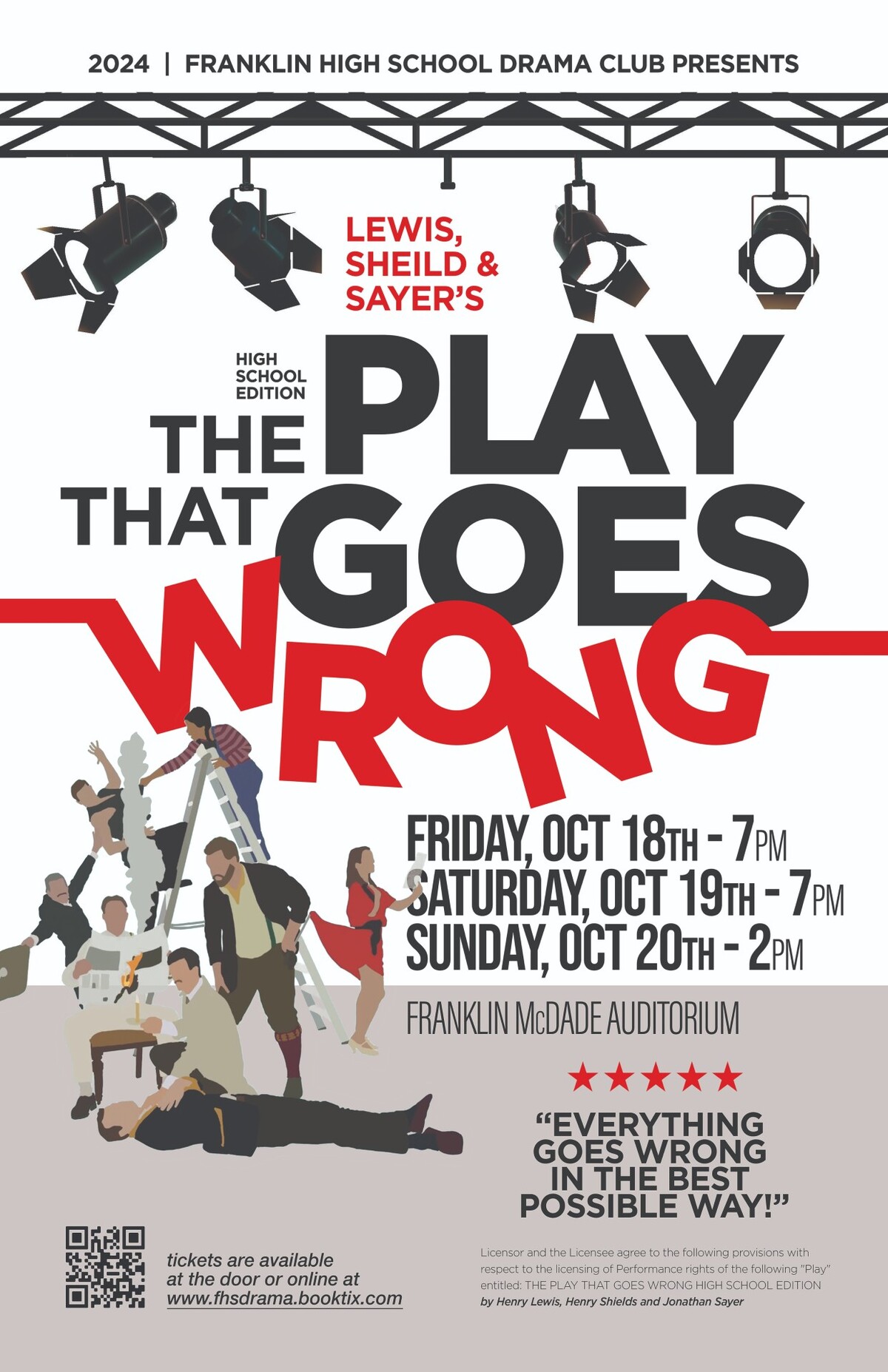 A poster for the fall play, "The Play That Goes Wrong High School Edition."